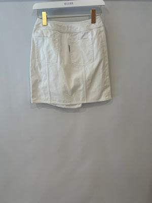 Chanel White Denim Mini Skirt with Back Logo Detail Size FR 38 (UK 10)