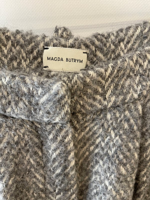 Magda Butrym Grey High-Rise Wool Trousers Size FR 34 (UK 6) RRP £1,030