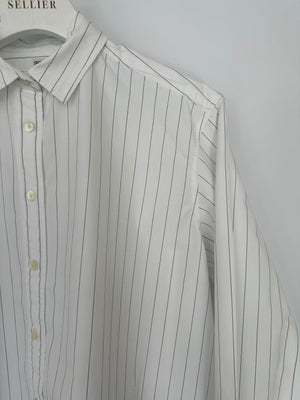 Toteme Pinstripe White Shirt With Logo Embroidery Detail Size FR 36 (UK 8)