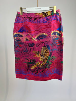 Gucci Pink, Purple Tiger Printed Pencil Skirt Size 42 (UK 10)