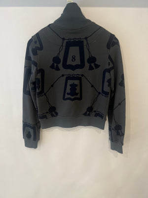 Hermès Grey Jacket and Shorts Set with Navy Lantern and Tassel Print with Silver Logo Buttons Size FR 34/40 (UK 6/12)