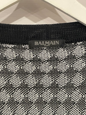 Balmain Black and White Checked Cardigan with Belt Size FR 36 (UK 8)