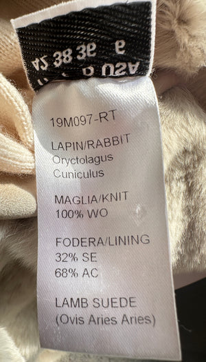 Unbranded Beige Rex Rabbit Hooded Fur Coat Size FR 38 (UK 10)