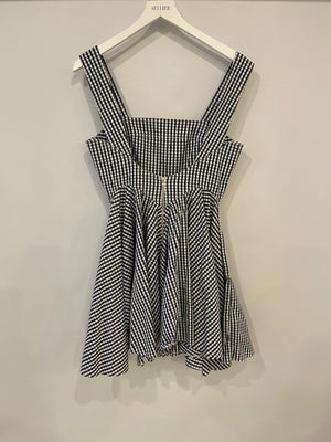 Dolce Gabbana Navy and White Vichy Printed Sleeveless Mini Dress Size IT 42 (UK 10)