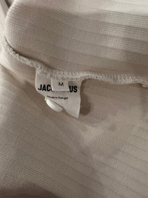 Jacquemus Beige Ribbed Shirt with Embroidered Logo and Pocket Detail Size M (UK 10)