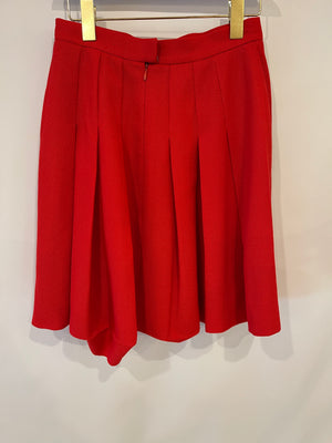 Chanel Vintage Spring 1995 Red Two-Piece Jacket and Pleated Skirt with Gold CC Logo Button FR 40 (UK 12)