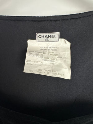 Chanel Black Velvet Top with Bow Detail Size FR 38 (UK 10)