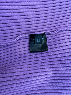 David Koma Purple Ribbed One-Shoulder Maxi Dress with Side Cut-Out Detail Size M (UK 10) RRP £600