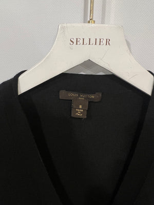 Louis Vuitton Black Cardigan with Silver LV Logo Buttons and Zipper Detail Size S (UK 8)