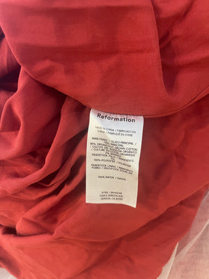 Reformation Red Maxi Dress with Pockets and Ruched Detail Size US 8 (UK 10)
