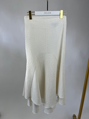 Ellery White Bouclé Midi Skirt Size UK 6