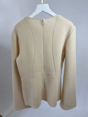 Stella McCartney Cream Long Sleeve Wool Top and Trousers Set Size IT 44-46 (UK 12-14)