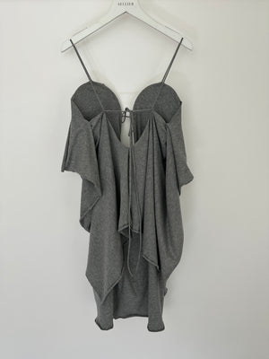 Victoria Beckham Grey Cotton Mini Jersey Dress with Sweetheart Neckline Size FR 34 (UK 6)