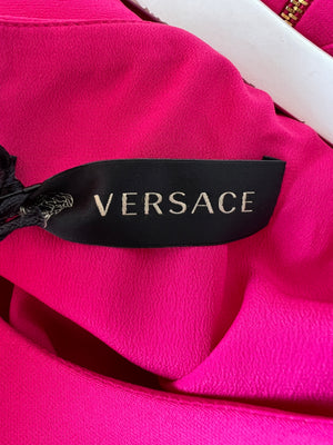 Versace Hot Pink Sleeveless Mini Dress with Gold Safety Pins Detail Size IT 42 (UK 10)