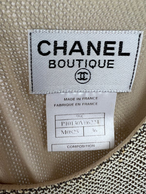 Chanel Grey Knit Cardigan & Dress Set with Silver CC Logo Button Detail on Sleeve FR 36 (UK 8)