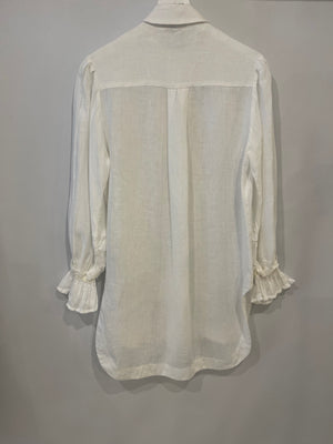 Ermanno Scervino Life White Two-Piece Linen Shirt and Shorts Set Size IT 38 (UK 6)