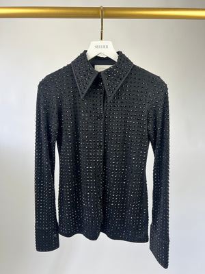 Sportmax Black Ottuso Rhinestone-Embellished Shirt Size XS UK 6-8