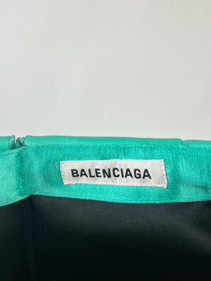Balenciaga Aqua Green Faux Leather A-Line Midi Skirt Size IT 34 (UK 4)