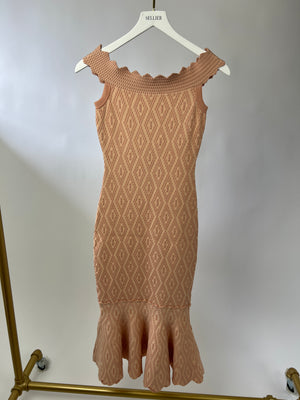 Jonathan Simkhai Peach Sleeveless Mermaid Fitted Knit Dress Size XS (UK 6)