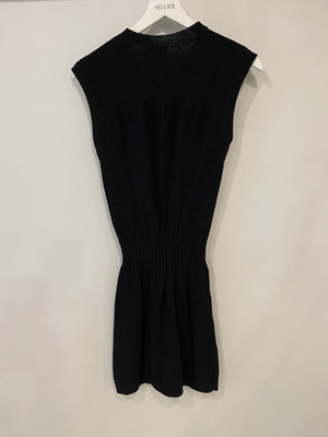 Chanel 20S Black Silk Knit Sleeveless Mini Dress with Silver CC Logo Details Size FR 34 (UK 6) RRP £2,500