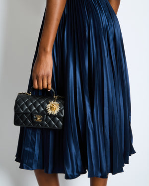 Christian Dior Navy Silk Pleated Midi Skirt Size IT FR 34 (UK 6)