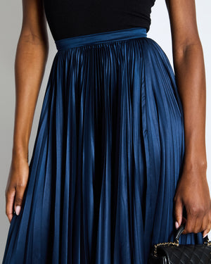 Christian Dior Navy Silk Pleated Midi Skirt Size IT FR 34 (UK 6)