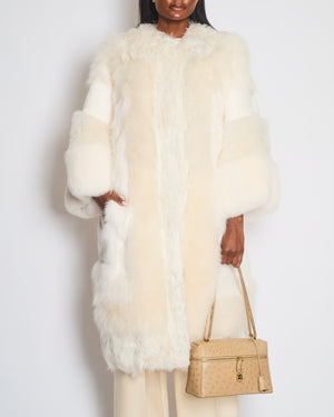 Dolce and Gabbana White Layered Fur Coat Size IT 44 (UK 12)