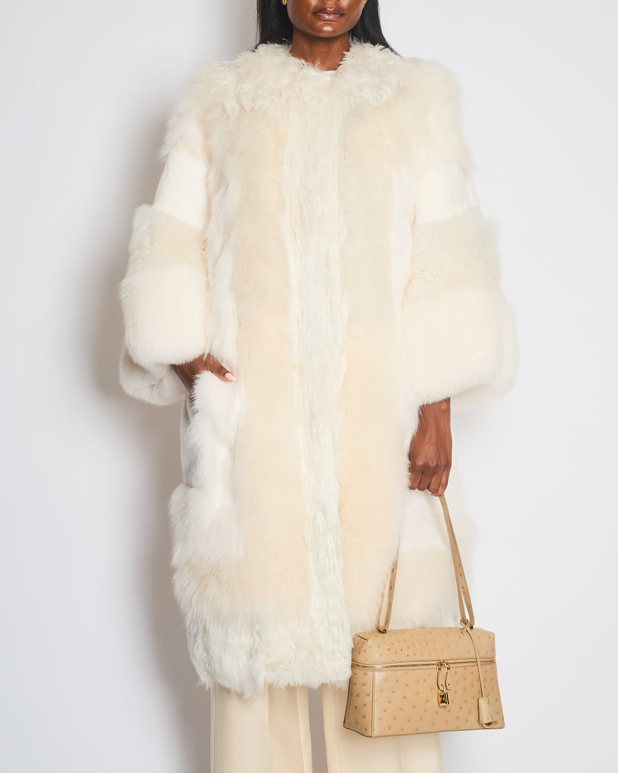 Dolce and Gabbana White Layered Fur Coat Size IT 44 (UK 12)