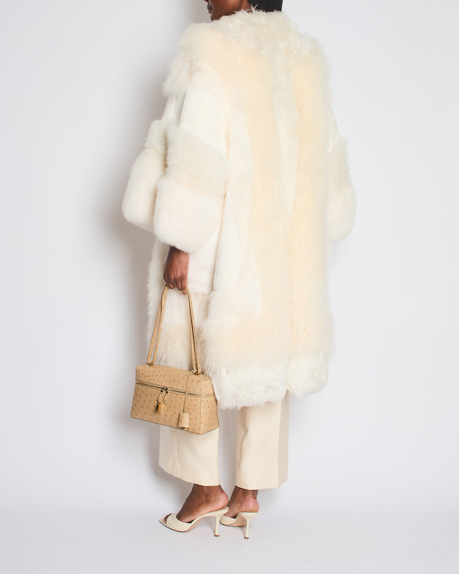 Dolce and Gabbana White Layered Fur Coat Size IT 44 (UK 12)