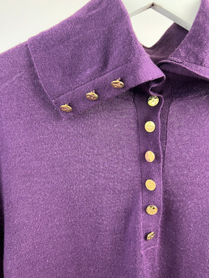 Louis Vuitton Purple and Black Fine Knit Long Sleeve Jumper with