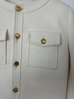 Celine Ivory Cream Cropped Jacket with Gold Buttons and Double Pockets Size 36 (UK 8) RRP £3200