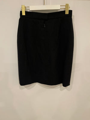 *HOT* Chanel 1994 Vintage Black and Yellow Wool Jacket & Midi Skirt Set with CC Logo Button Details Size FR 40 (UK 12)