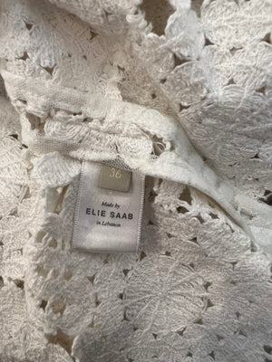 Elie Saab White Crochet Cardigan and Top Set Size FR 36 (UK 8)