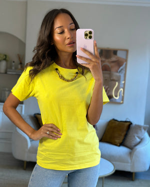 Louis Vuitton Yellow Oversized T-Shirt with Neck Logo Chain Detail Size XL (UK 14) RRP £650