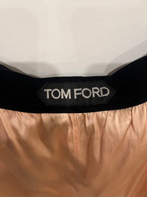 Tom Ford Light Pink Satin Shorts with Black Velours Waistband and Logo Detail Size IT 42 (UK 10)