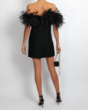 Valentino Black Sleeveless Mini Dress with Feather Neckline Detail Size IT 38 (UK 6)