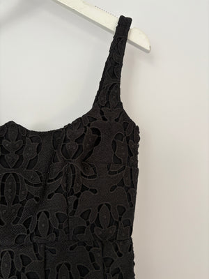 Emilia Wickstead Black Sleeveless Floral Lace Mini Dress Size UK 6