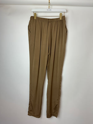 Lanvin Bronze Silk Straight Leg Trousers Size FR 38 (UK 10)