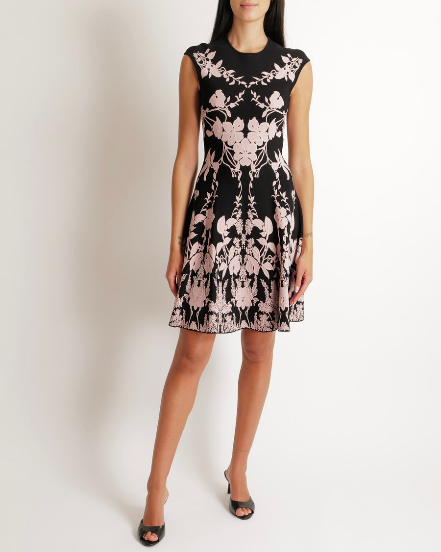 alexander mcqueen pink and black dress McQueen // Pre-Fall 2017 Pink & Black Print Belted Dress VSP Consignment
