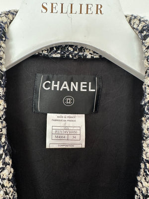 Chanel Black and White Tweed Jacket with CC Logo Buttons Size FR 34 (UK 6)