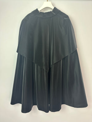Chanel 23K Black Coated Canvas Cape with Floral Detail Buttons Size FR 40 (UK 12)