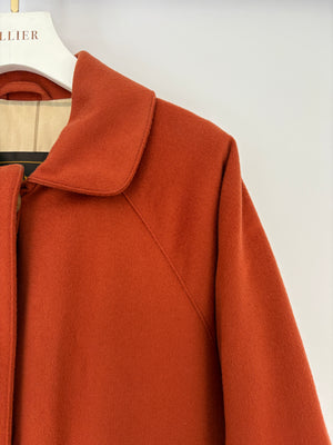 Loro Piana Burnt Orange "Storm System" Cashmere Button Down Coat Size IT 42 (UK 10)