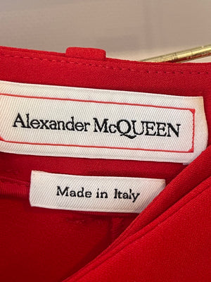 Alexander McQueen Red Blazer Jacket and Matching Trousers Set with Red Button Details Size IT 42/44 (UK 10/12)