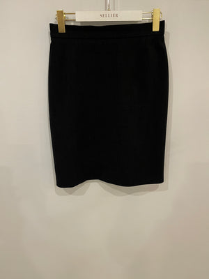 *HOT* Chanel 1994 Vintage Black and Yellow Wool Jacket & Midi Skirt Set with CC Logo Button Details Size FR 40 (UK 12)