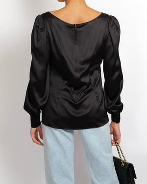 Dolce & Gabbana Black Silk Long-Sleeved Top Size IT 44 (UK 12)