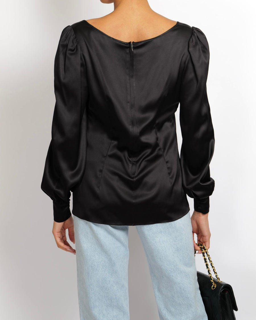Dolce & Gabbana Black Silk Long-Sleeved Top Size IT 44 (UK 12)