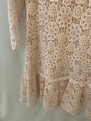 Christian Dior Baby Pink Floral Crochet Mini Dress Size FR 42 (UK 14)