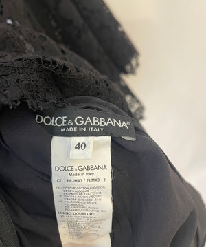 Dolce & Gabbana Runway 2014 Black Lace Mini Longsleeve Dress Size IT 40 (UK 8) RRP £1,850