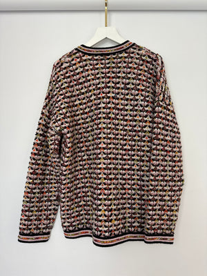 Chanel Muli-Colour Long Sleeve Cashmere Blend Knit Cardigan with Silver CC Logo Buttons Size FR 36 (UK 8)