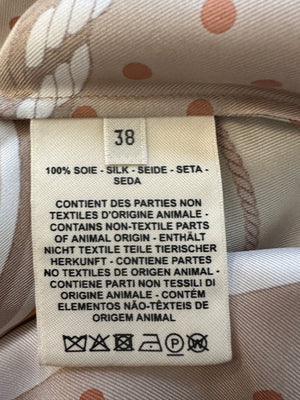 Hermès Beige, Cream Silk 'Clic Clac à Pois' Print Pyjama Top & Trouser Set Size FR 38 (UK 10)